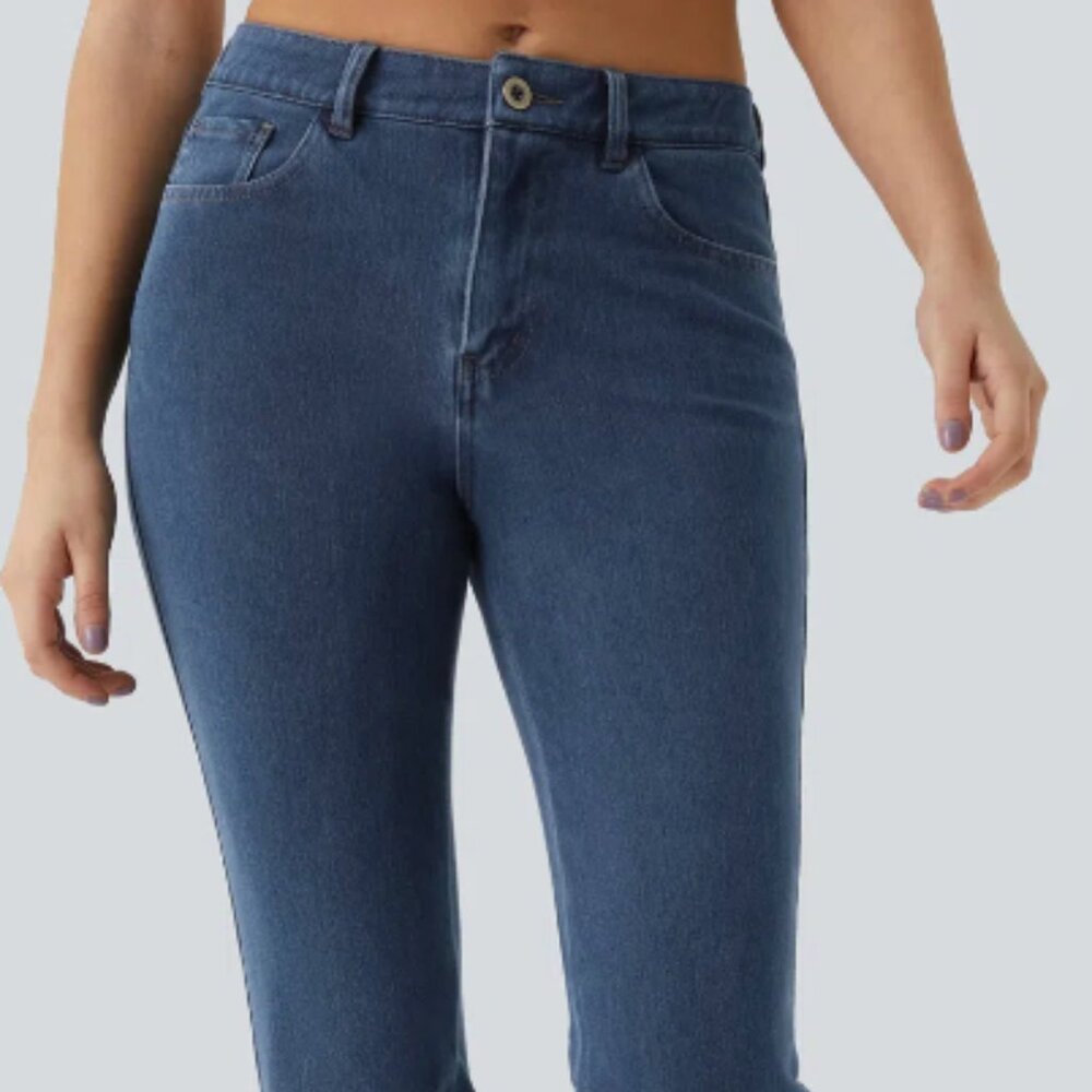Halara Flex™ Mid Rise Pockets Casual Bootcut Jeans size Large (12/14) petite
